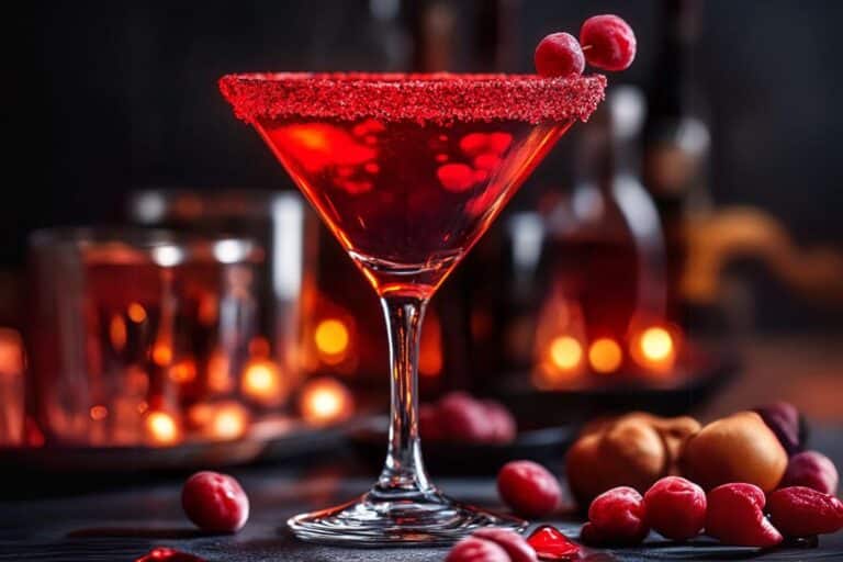 This Vampire’s Kiss Martini is the perfect spooky cocktail for Halloween or any vampire-themed party. With a blend of vodka, champagne, and a splash of sweet raspberry liqueur, this drink is both eerie and delicious. It’s garnished with a creepy blood-red rim made from red sugar or corn syrup for that extra touch of Halloween magic.