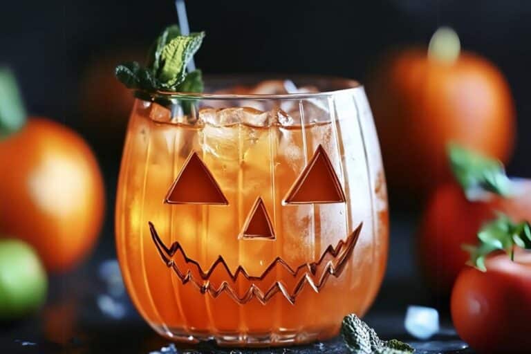 The Jack O Lantern Cocktail is a spooky, seasonal drink perfect for Halloween! This festive cocktail combines orange juice, cognac, and ginger ale, with a garnish that resembles the iconic carved pumpkin face. With its rich flavors and striking appearance, this cocktail is ideal for a Halloween party or any autumn celebration.