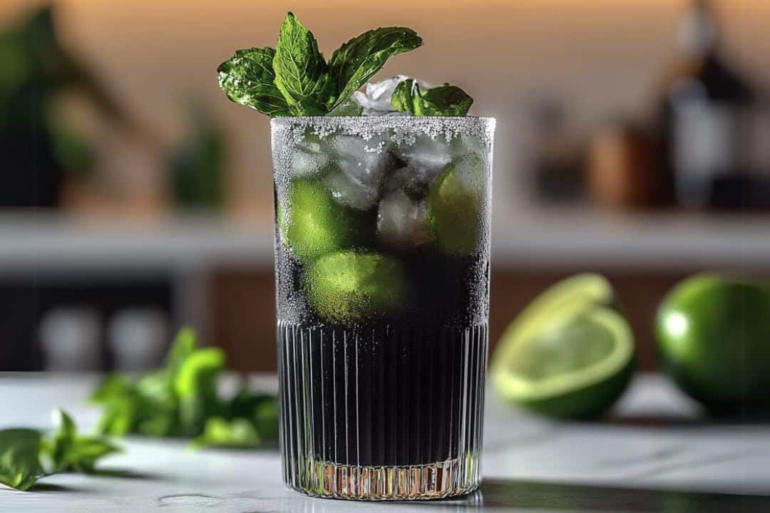 The Black Mojito is a dark, mysterious twist on the classic mojito, blending the refreshing flavors of mint and lime with the bold depth of black rum or activated charcoal for a striking look. This cocktail is perfect for those who love a dramatic presentation while enjoying a refreshing drink with a kick of bold flavors.