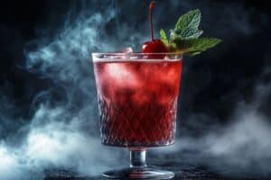 A hauntingly delicious cocktail that's perfect for Halloween parties. This blood-red drink combines the smoothness of vodka with the tartness of cranberry juice and a hint of blackberry liqueur, creating a velvety texture that's irresistible to vampires and mortals alike.