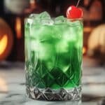 The Wicked Witch Cocktail is a dark and mysterious drink that combines the tartness of green apple with the sweetness of black vodka. This spooky yet sophisticated cocktail is perfect for Halloween or any eerie celebration, with its enchanting green hue and bold flavor.