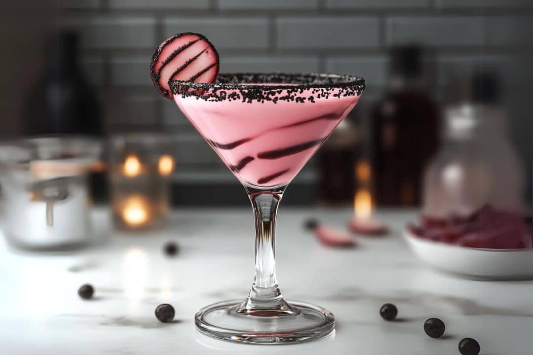 A decadent cocktail that transforms the beloved Cherry Garcia ice cream flavor into liquid form. This sophisticated martini combines chocolate and cherry flavors for a dessert-like drinking experience that's both rich and refreshing.