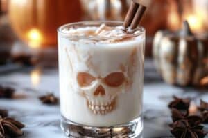 The Haunted Horchata is a spooky twist on the classic horchata, a creamy, cinnamon-flavored rice milk drink with origins in Mexico. This version takes a more haunted approach, adding a splash of dark rum or spiced rum for a boozy kick. It’s perfect for Halloween parties or any eerie-themed gathering. With a dash of cinnamon and a ghostly appearance, this drink will cast a spell on your taste buds!