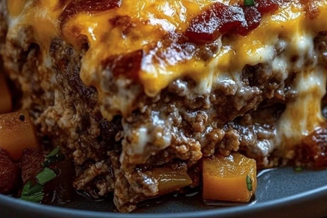 Cheesy Loaded Meatloaf Casserole with Vegetables