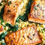 One Skillet Salmon with Lemon Orzo