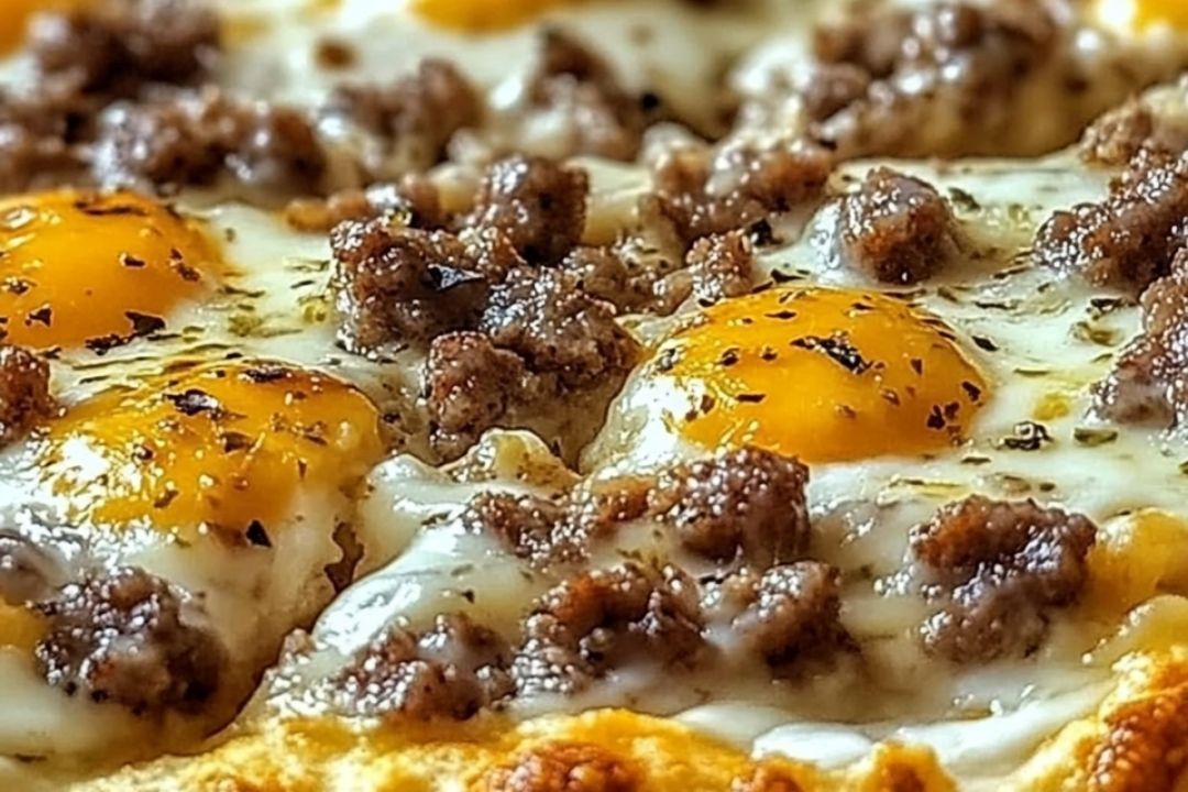 Biscuits and Sausage Gravy Breakfast Pizza