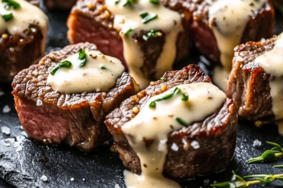 Garlic Butter Steak Bites with Parmesan Cream Sauce