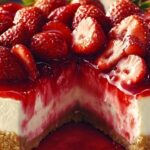 Simple Strawberry Cheesecake with Fresh Strawberries