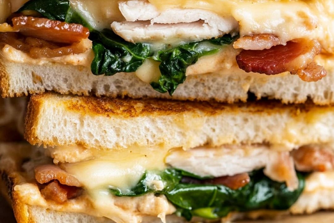 Turkey Melt with Cheddar, Spinach, and Bacon