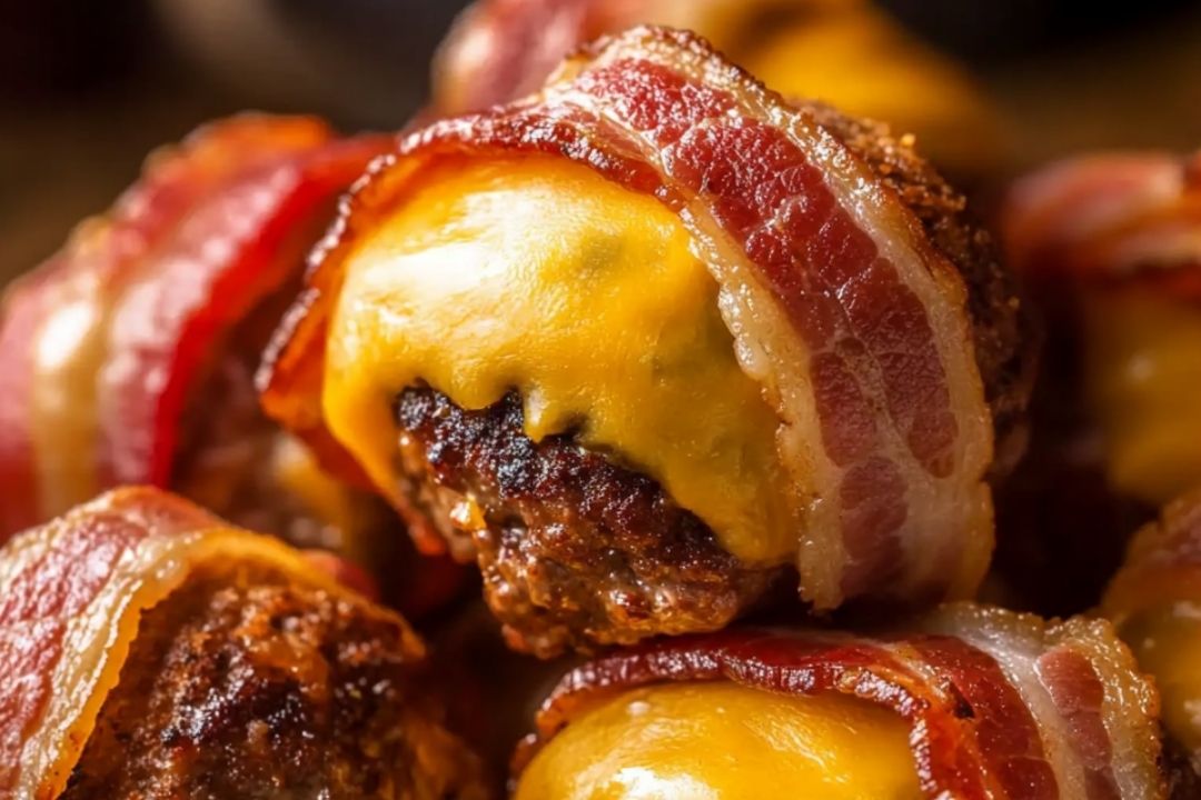 Air Fryer Bacon-Wrapped Cheeseburger Bites