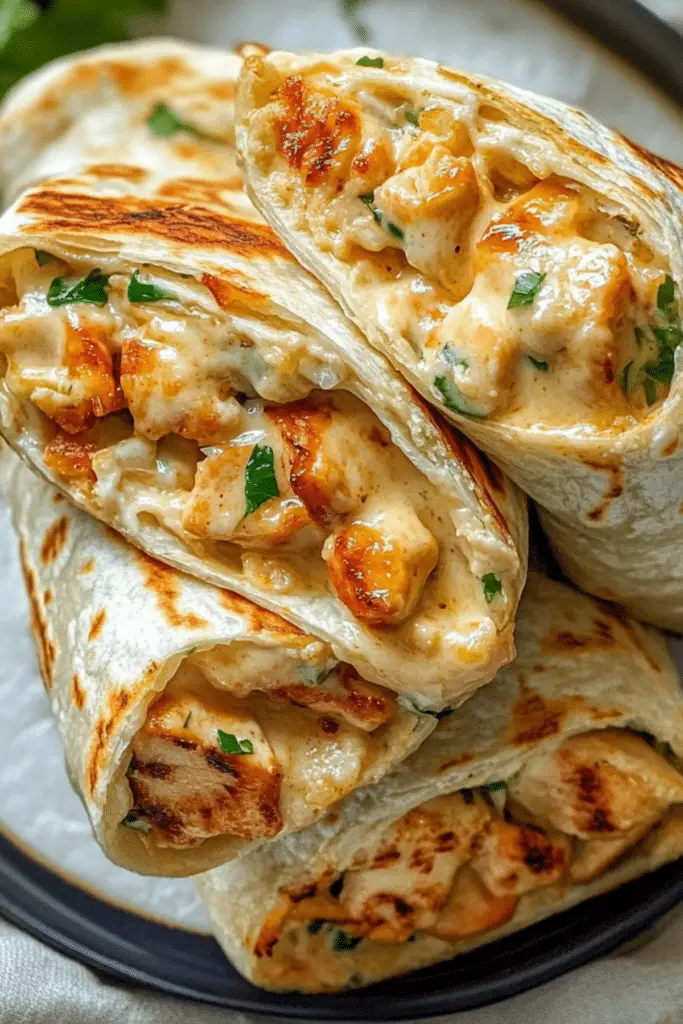 Cheesy Garlic Chicken Wraps