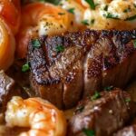 Steak and Seafood Skillet with Garlic Parmesan Cream Sauce