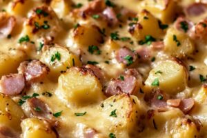 This ham and potato casserole is the ultimate comfort food, combining tender potatoes, savory ham, and a creamy, cheesy sauce. It’s a perfect dish for cozy family dinners, holiday leftovers, or even brunch gatherings. With minimal prep and ingredients, it’s a dish you’ll want to make over and over again.