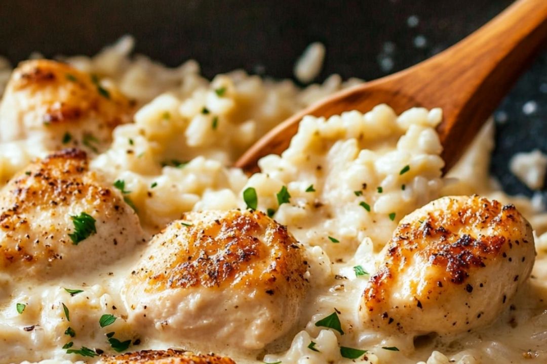 One-Pan Creamy Parmesan Chicken & Rice