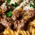 Beef and Rotini in Garlic Parmesan Sauce