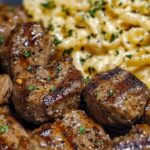 Garlic Butter Steak Bites with Creamy Parmesan Pasta