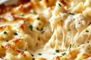 This Chicken Alfredo Casserole is a creamy, cheesy, and comforting dish that combines the richness of Alfredo sauce with tender chicken and pasta. It’s baked to golden perfection, creating a one-pan meal that is easy to prepare and will satisfy the whole family. Perfect for weeknight dinners or a cozy weekend meal!