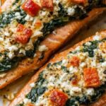 Baked Stuffed Salmon with Spinach and Feta