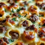 Garlic Parmesan Beef Tortellini Bake