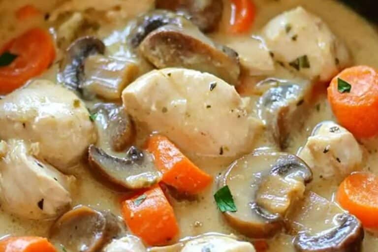 Light Chicken Blanquette with Mushrooms and Carrots