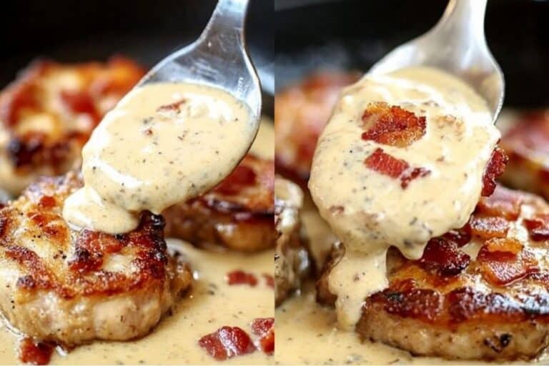 Pork Chops with Creamy Bacon Pan Sauce