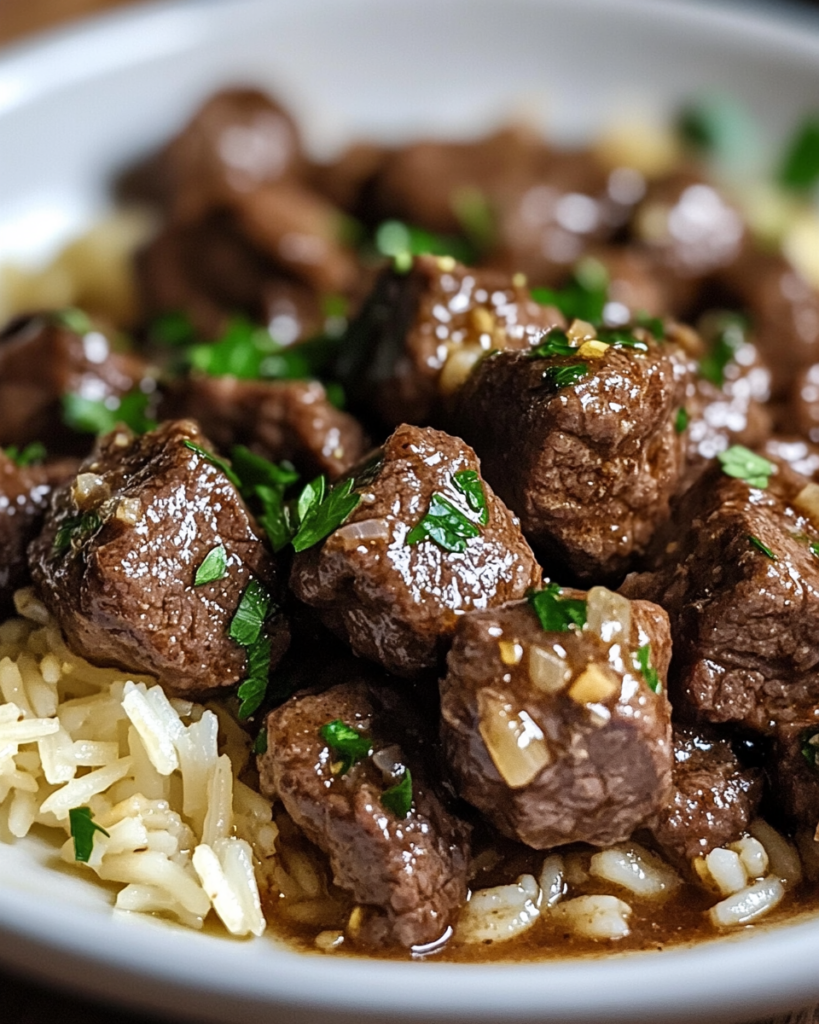 Slow Cooker Garlic Butter Beef Bites & Potatoes