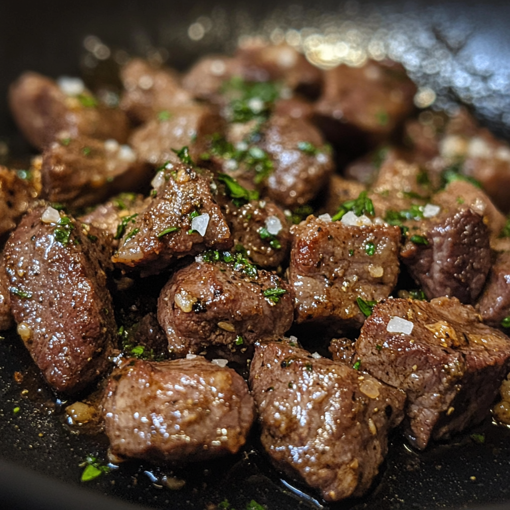 Slow Cooker Garlic Butter Beef Bites & Potatoes