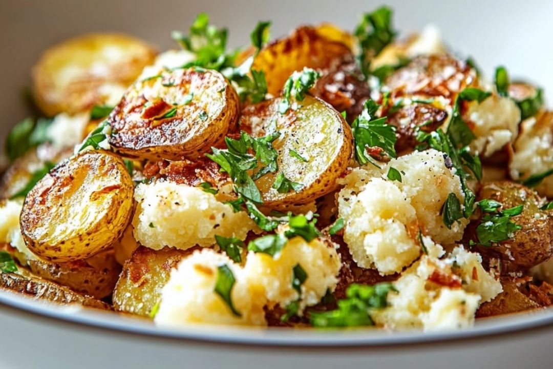 Perfect Crispy Smashed Potato Salad