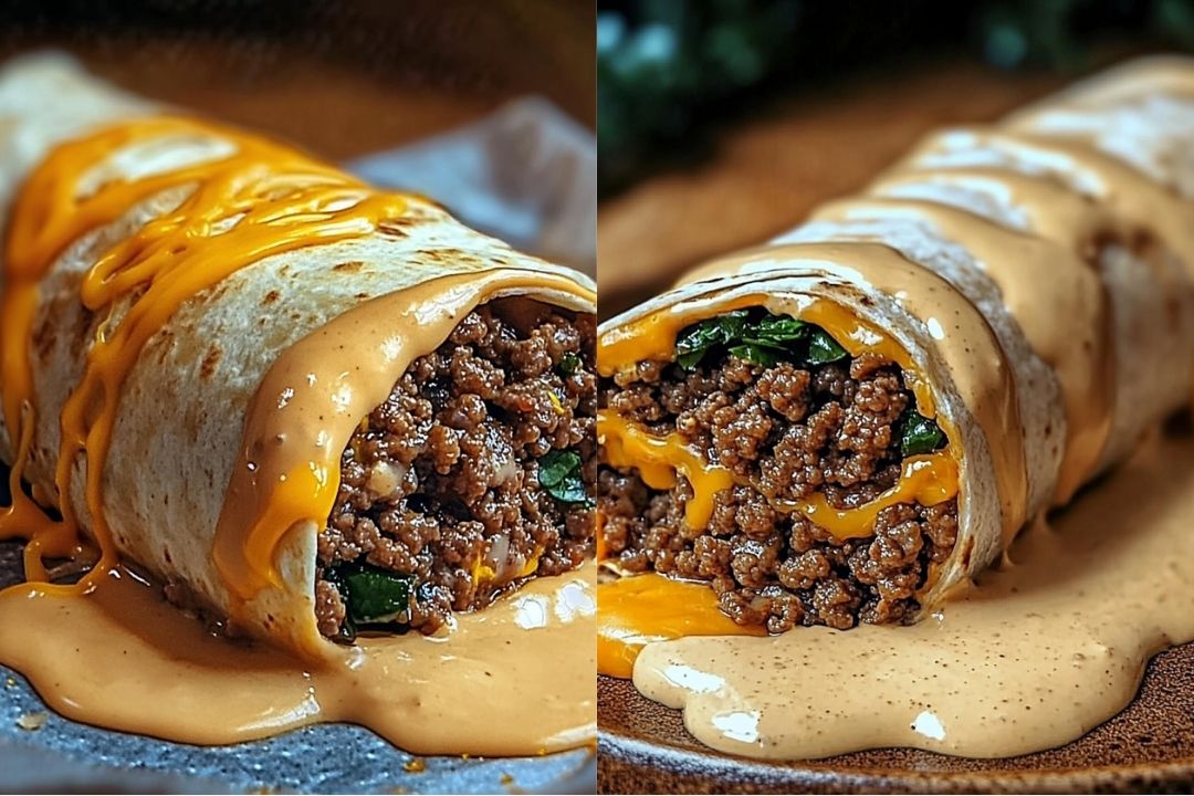 Cheesy Ground Beef Delight Wrap with Creamy Sauce