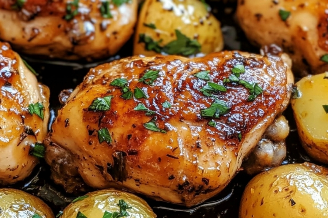 One Pan Honey Garlic Chicken and Potatoes