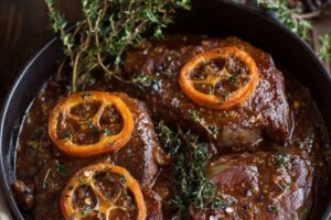 Rich, hearty, and bursting with flavor, beef osso bucco is the ultimate comfort dish. Braised in a luscious sauce of tomatoes, red wine, and aromatic herbs, the tender beef shanks fall off the bone and melt in your mouth. This dish is perfect for a cozy family dinner or an elegant gathering with friends.