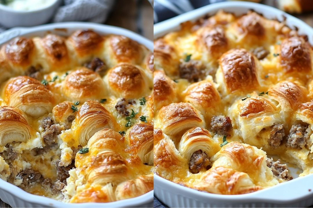 Overnight Croissant Breakfast Casserole