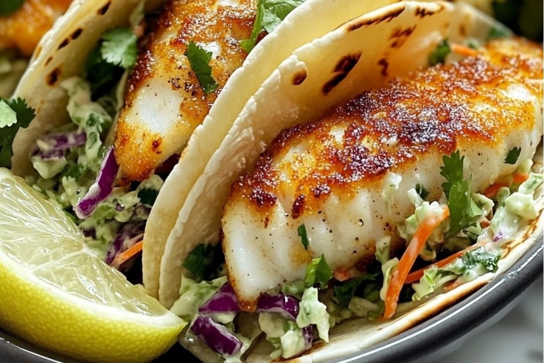 Golden Crispy Fish Tacos with Zesty Cilantro Lime Slaw