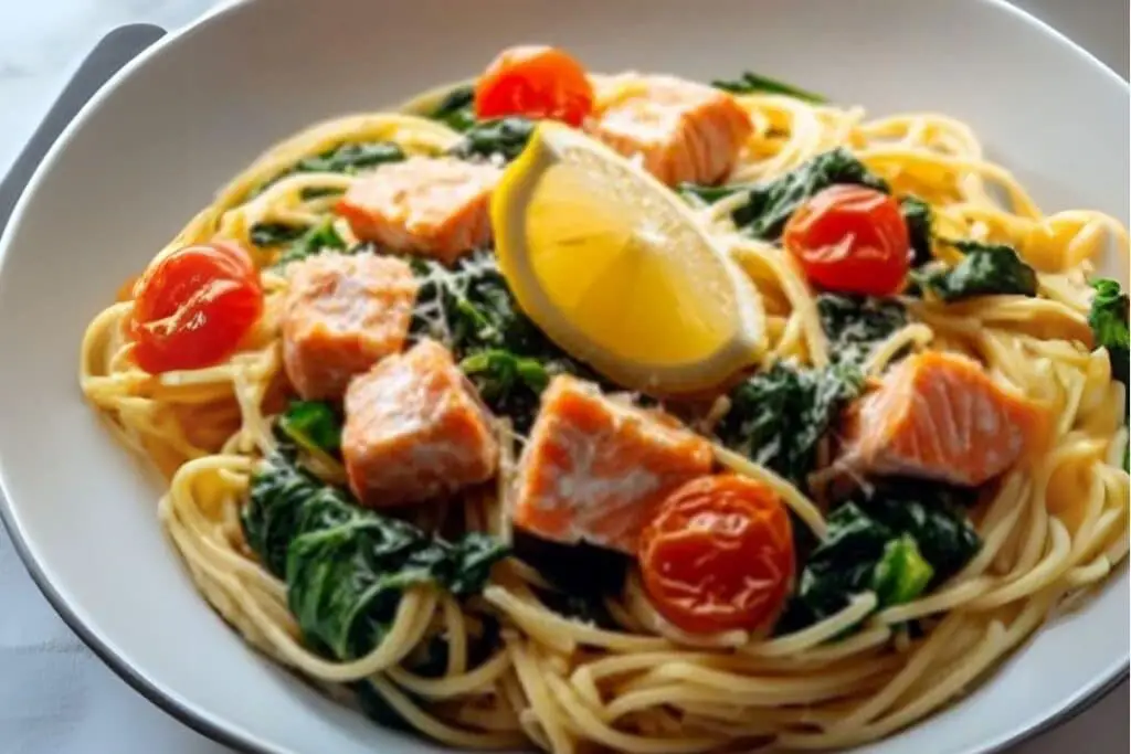 Creamy Spinach and Salmon Pasta Delight