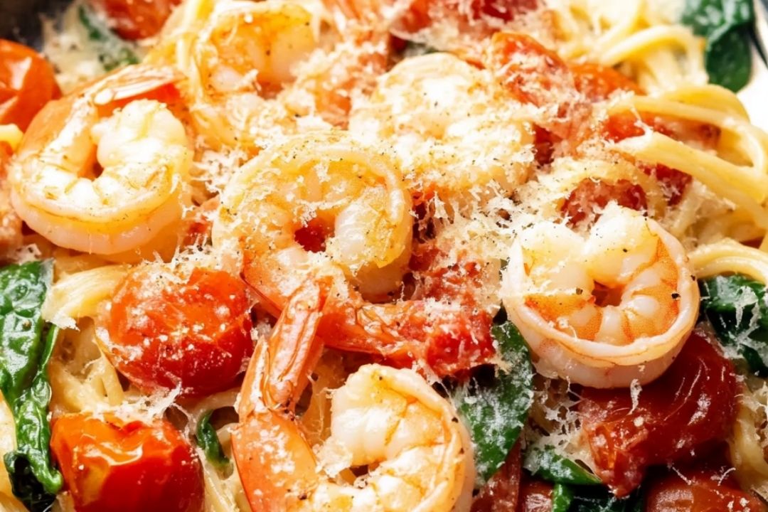 Tomato Spinach Shrimp Pasta