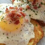 Egg Topped Hash Browns With Bacon Gravy