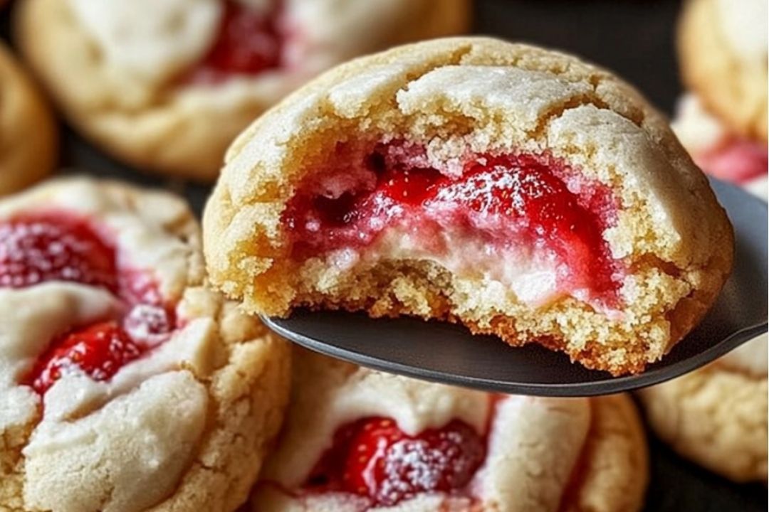 Sweet & Tangy Strawberry Cheesecake Cookie Delights