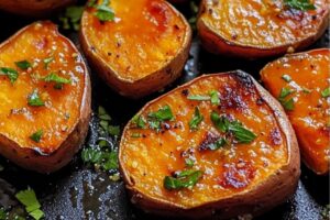 These garlic butter roasted sweet potatoes are crispy on the outside, tender on the inside, and packed with flavor. The combination of rich butter, fragrant garlic, and perfectly roasted sweet potatoes makes this dish an irresistible side for any meal. Simple to make, yet full of comforting goodness!