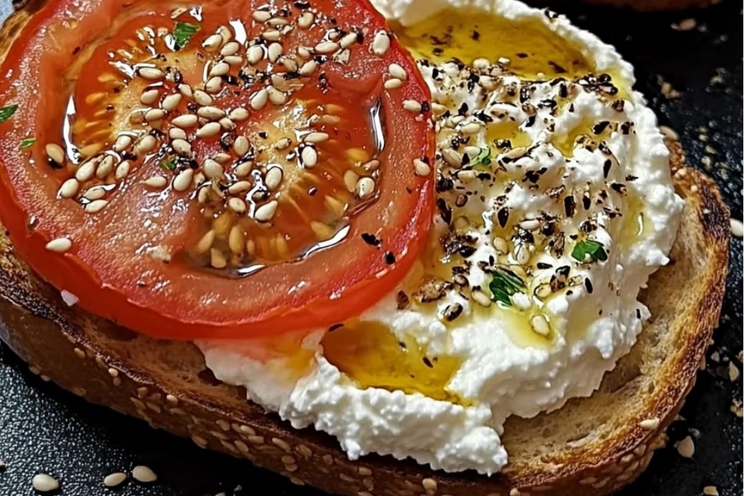 Ricotta-Topped Tomato Toast with Sesame and Olive Oil Bliss