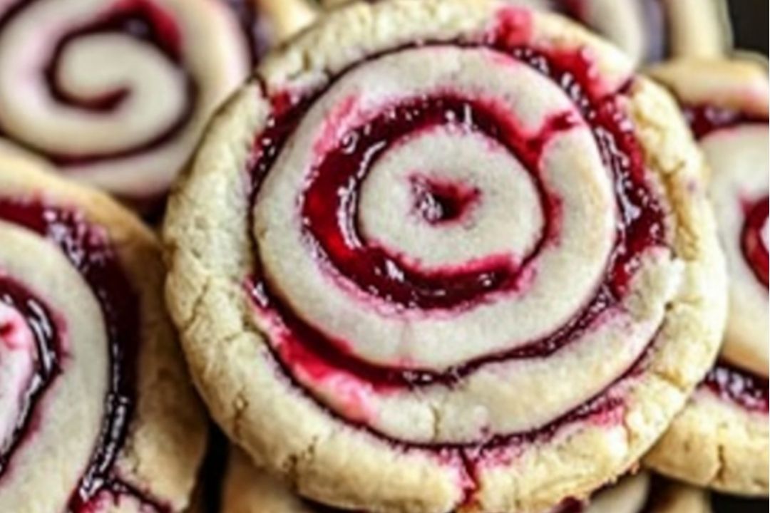 Luscious Buttery Shortbread Cookies with Raspberry Jam & White Chocolate Drizzle