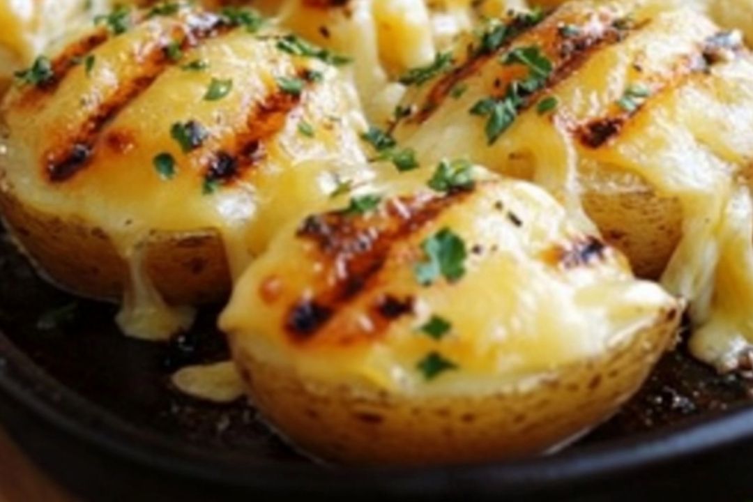 Ultimate Grilled Cheesy Garlic Potatoes