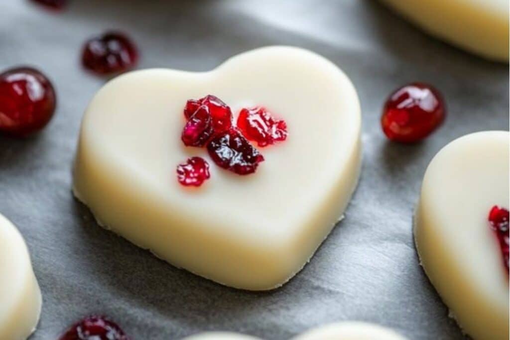 These heart-shaped white chocolate cranberry bites are the perfect Valentine’s Day treat! They’re sweet, creamy, and packed with tart cranberries, making them a delightful combination of flavors. Easy to make and fun to share, these little bites are a great homemade gift or festive snack.