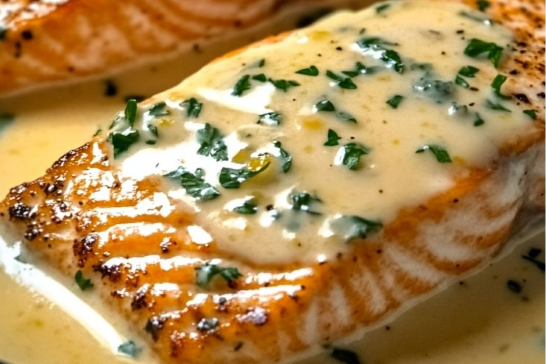 Simple Baked Salmon with Zesty Lemon Butter Cream Sauce