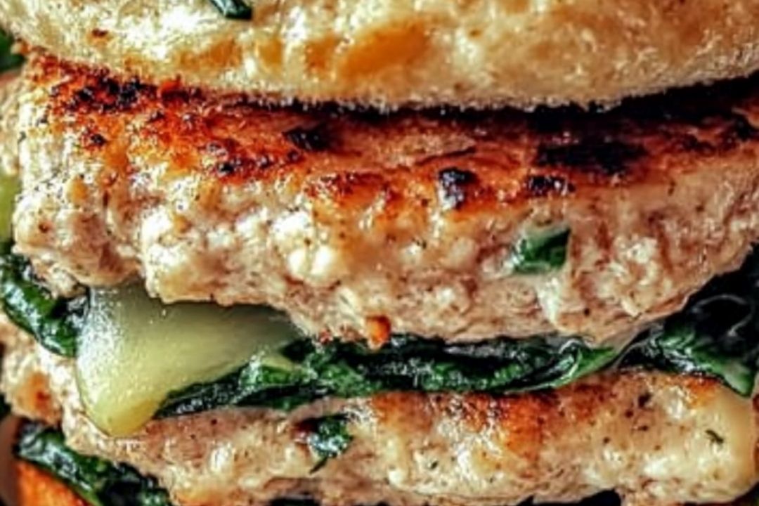 White Cheddar and Spinach Chicken Burgers