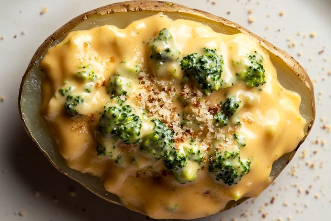 Cheesy Baked Potatoes with Broccoli Cheese Sauce: A Comforting and Delicious Meal