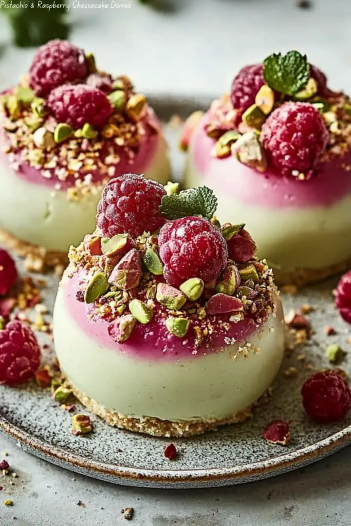 Pistachio & Raspberry Cheesecake Domes