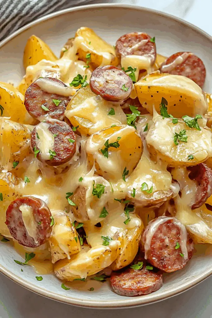 Cheesy Ranch Potatoes and Smoked Sausage