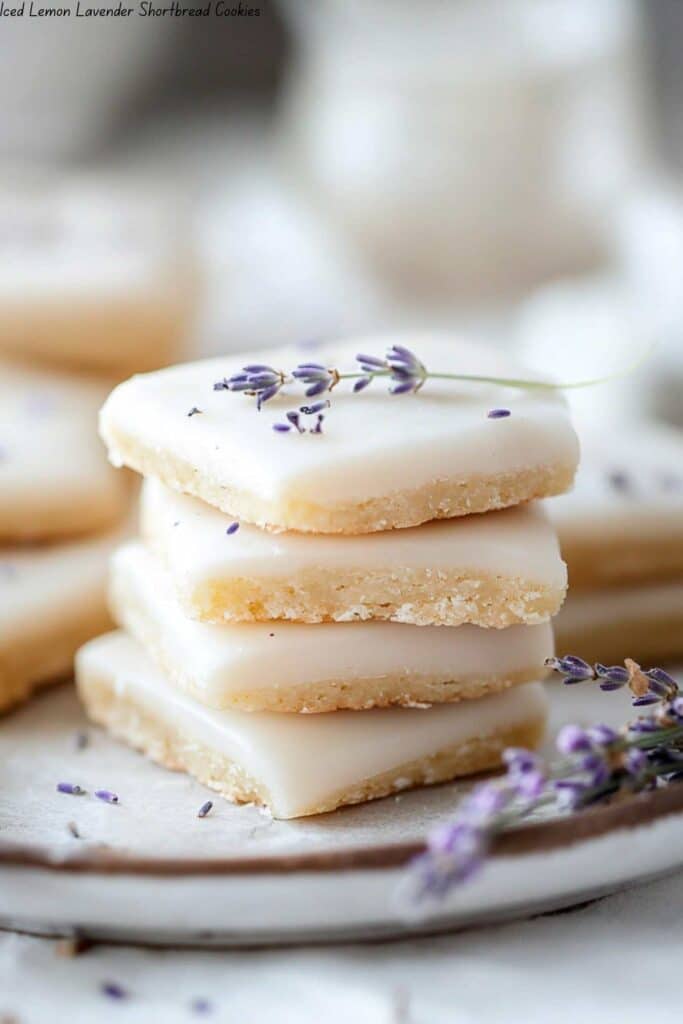 Iced Lemon Lavender Shortbread Cookies