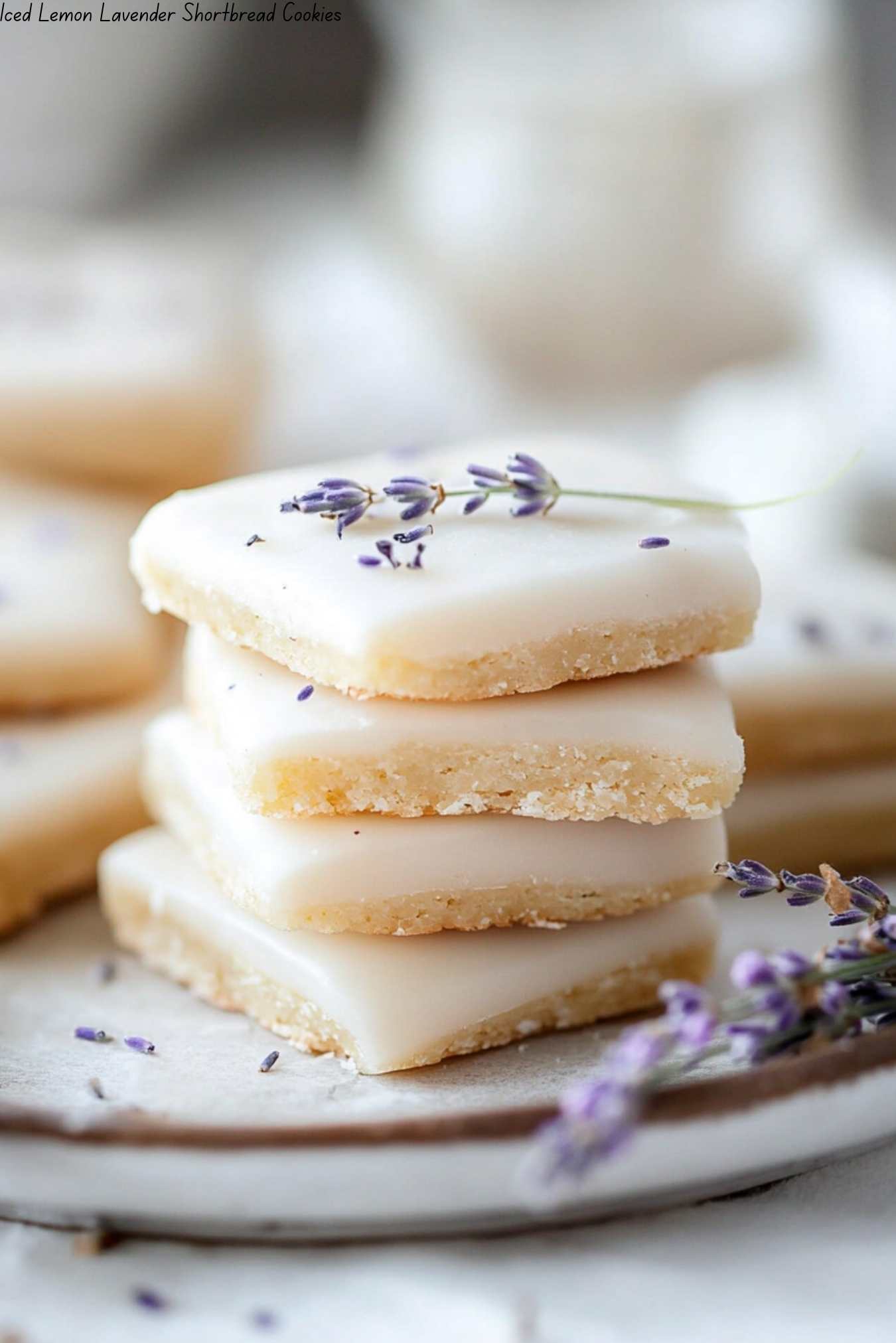 Iced Lemon Lavender Shortbread Cookies