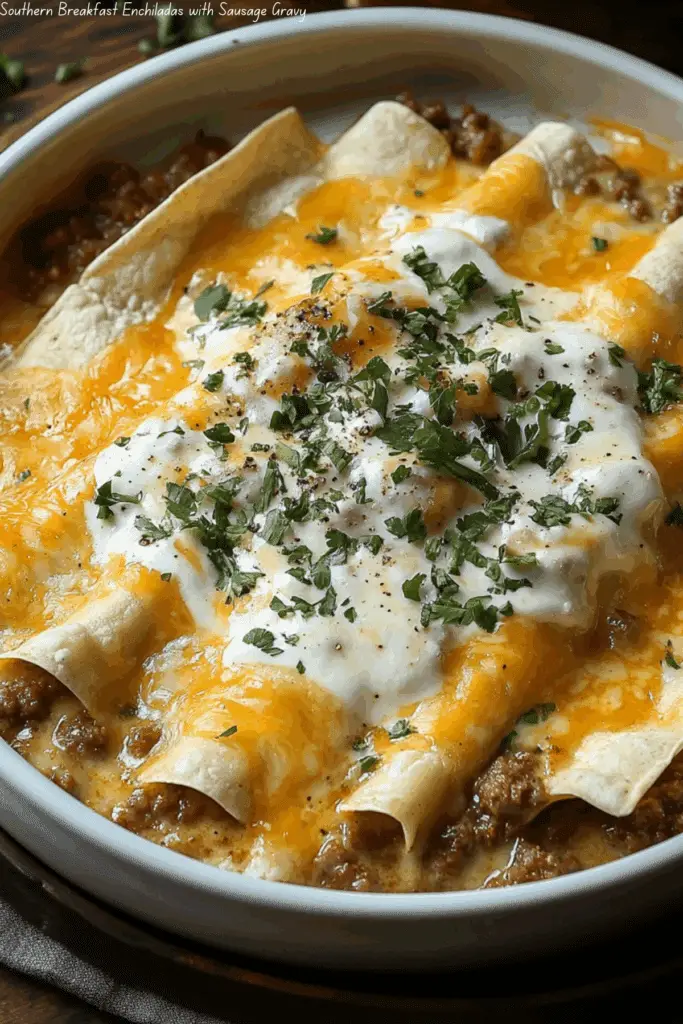 Southern Breakfast Enchiladas with Sausage Gravy